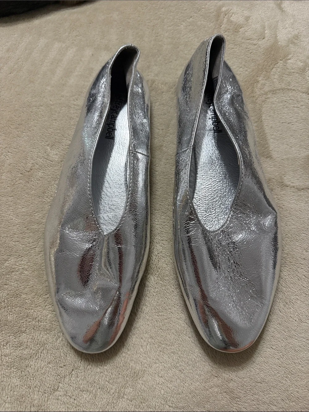 Jeffrey Campbell Metallic Silver Ballet Flats - size 7 but fit a 6 better